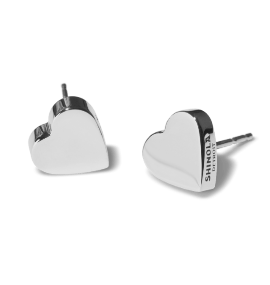 silver heart-stud earrings