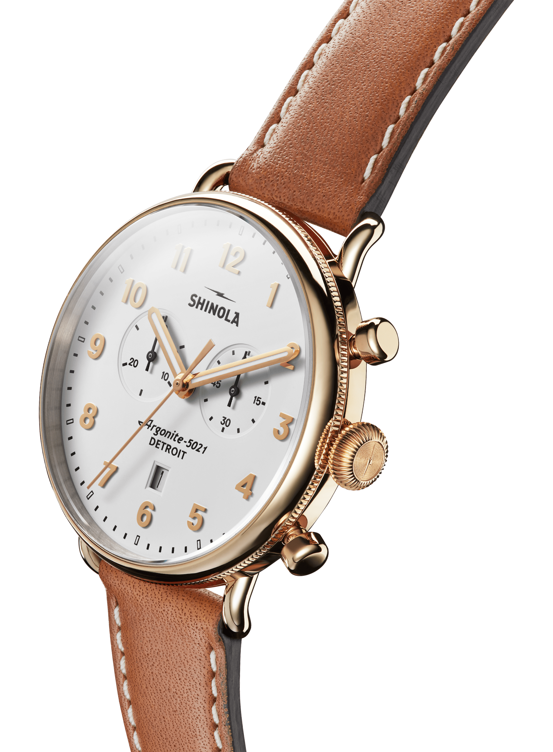 Canfield Chrono 43mm|White Dial|Tan Leather Strap | Shinola® Detroit
