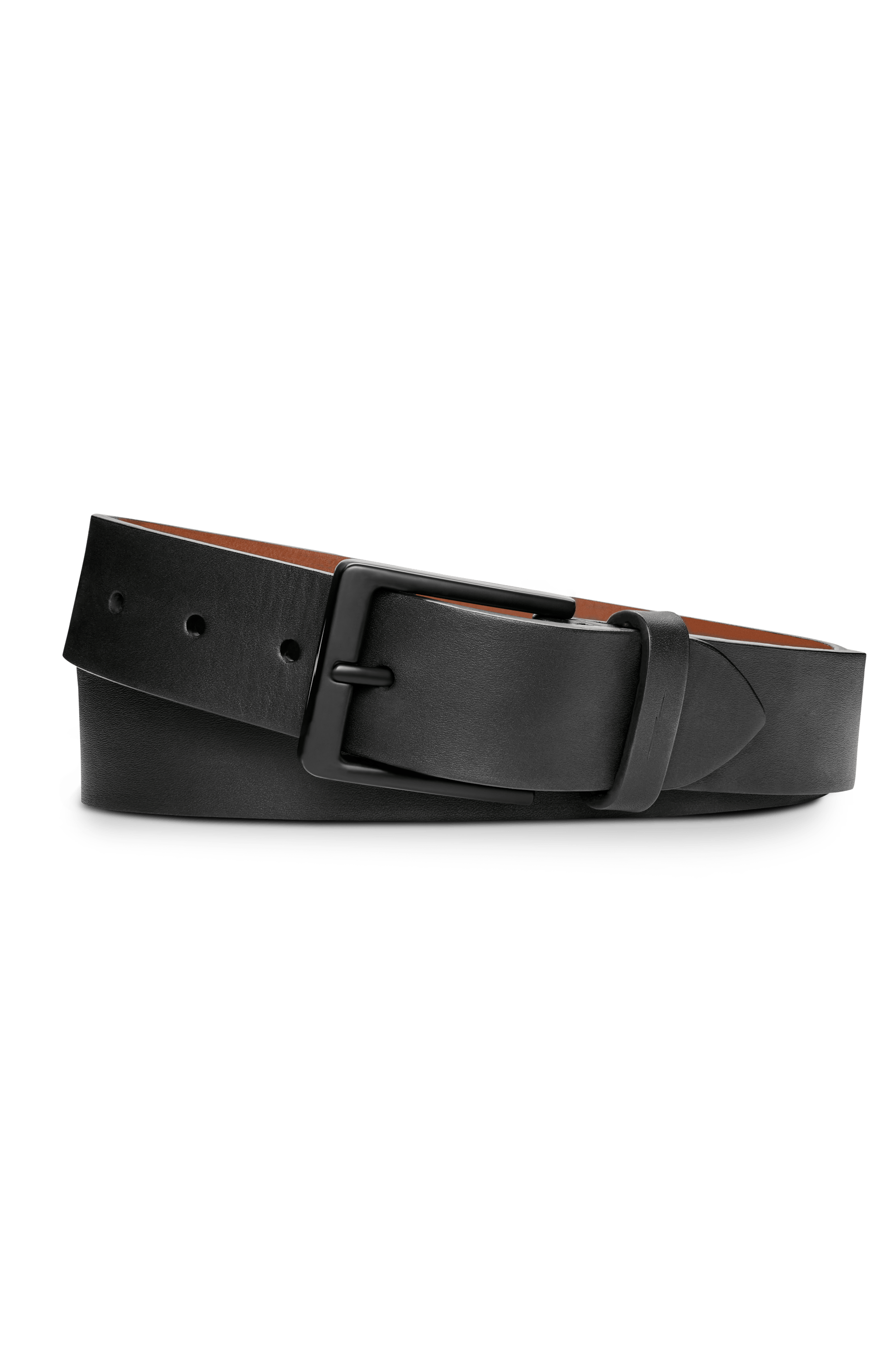 Shinola Men's Belt | Black Leather + Black Buckle | Size 38 | Lightning Bolt Keeper