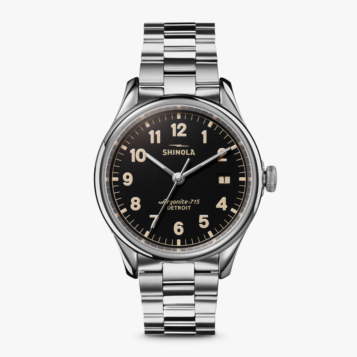 Vinton 38mm Black Dial Stainless Steel Bracelet Shinola Detroit