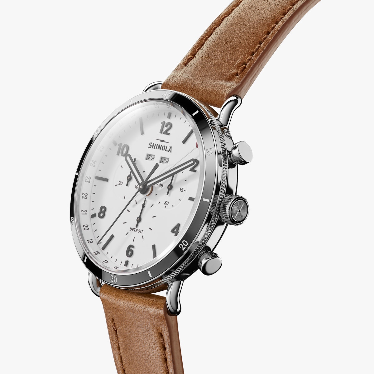Canfield Sport 45mm White Dial Bourbon Leather Strap Shinola Detroit