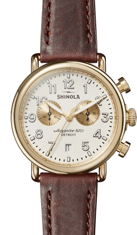 Runwell 41mm|Mother of Pearl Dial|Bourbon Leather Strap | Shinola 