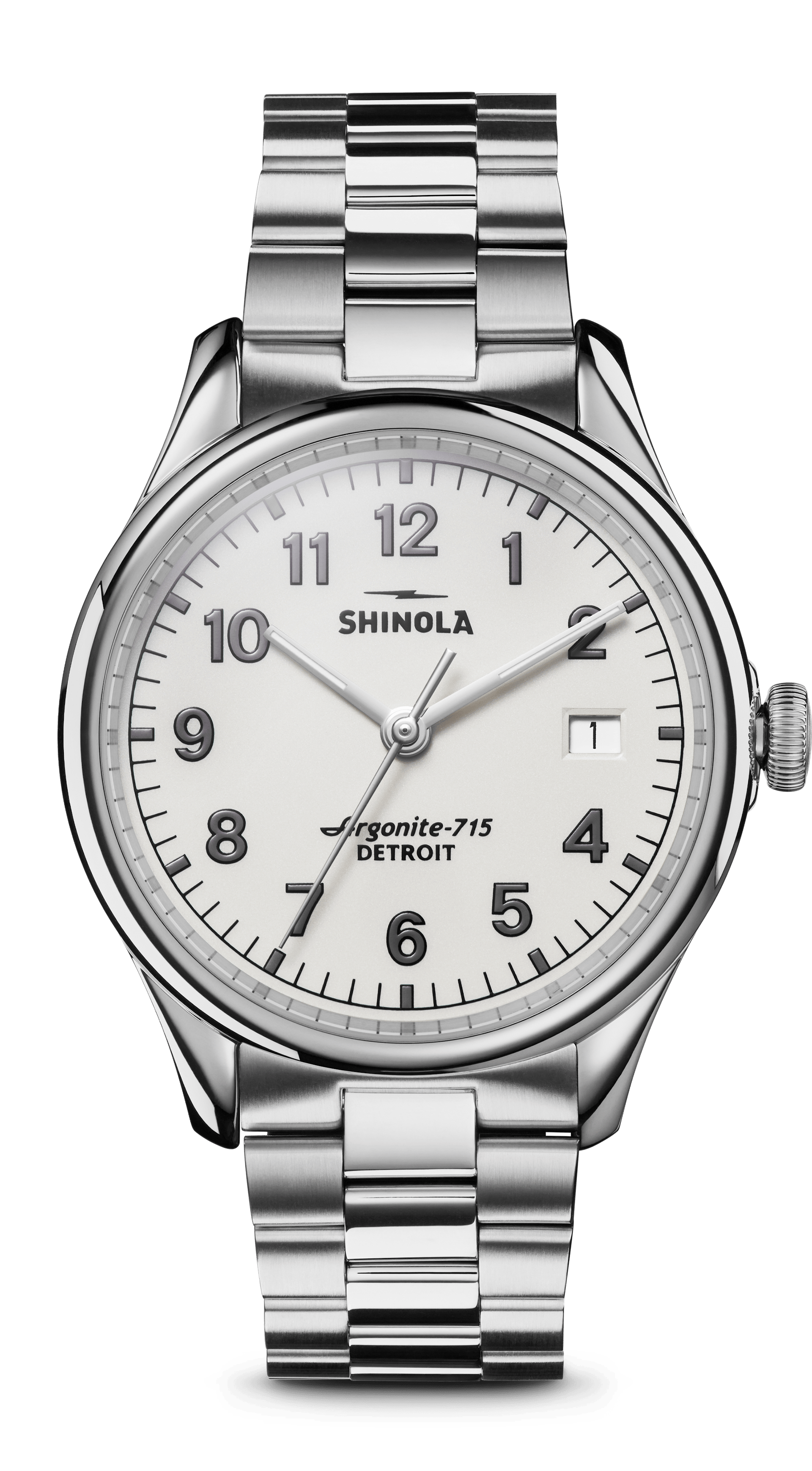 Shinola Men's Watch | White Alabaster Dial + Stainless Steel Bracelet | The Vinton 38mm