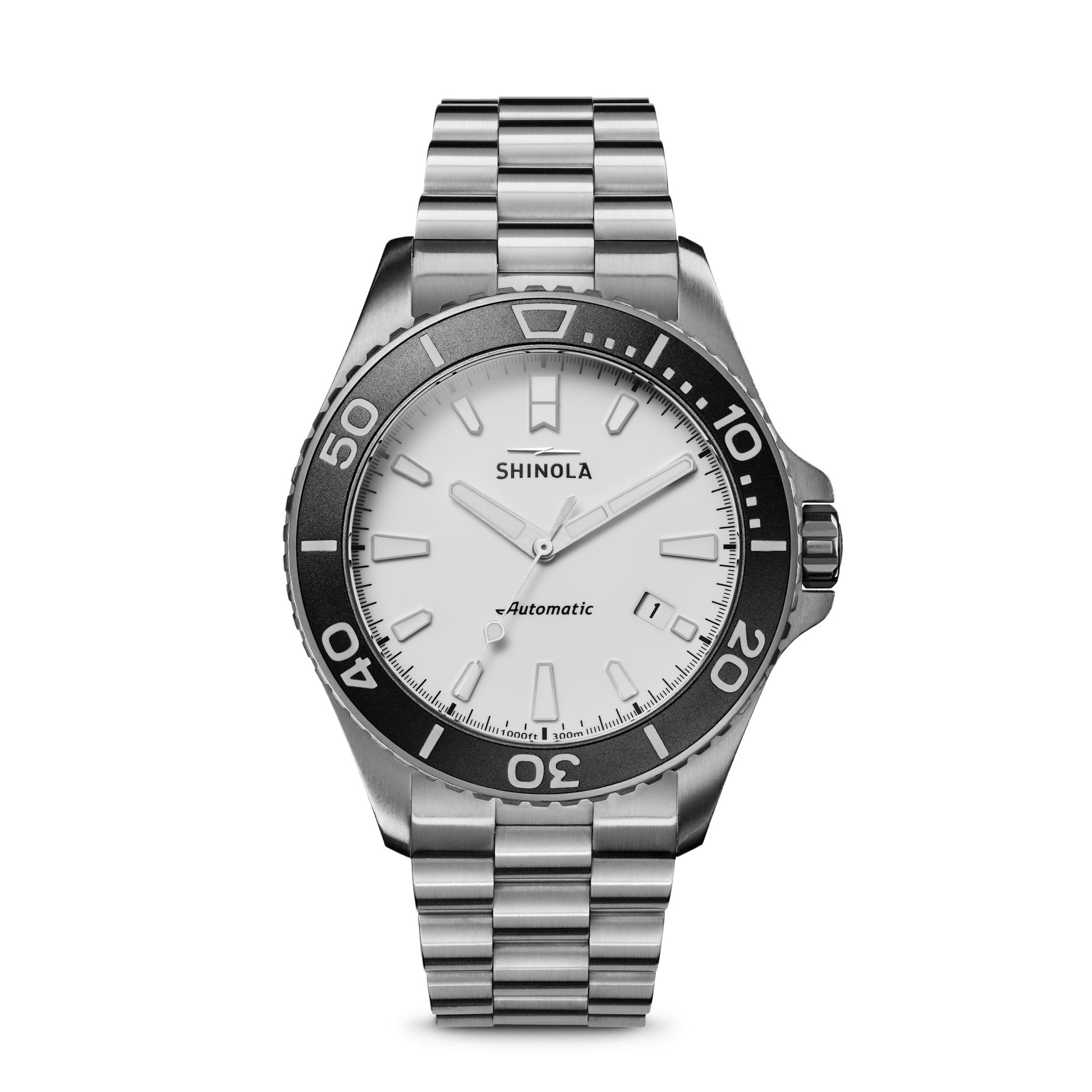 Shinola Men's Automatic Watch | White Dial + Titanium Bracelet | The Ice Monster Automatic 43mm