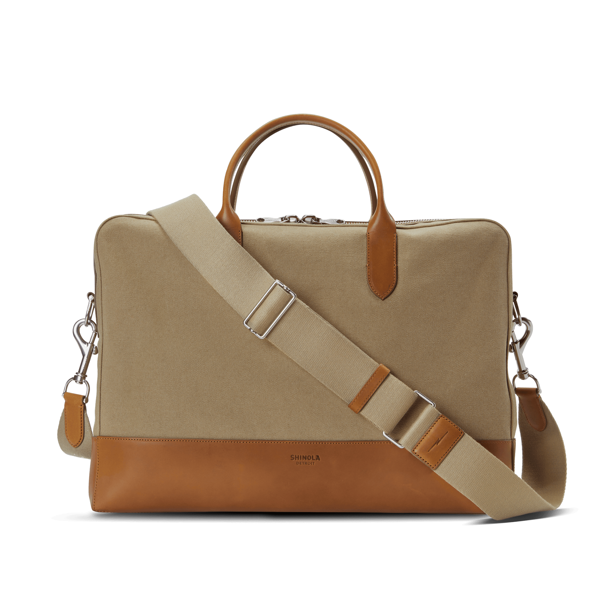 Shinola Men's Bag | Taupe Tan Canvas and Vachetta Leather | Canfield Weekday Brief