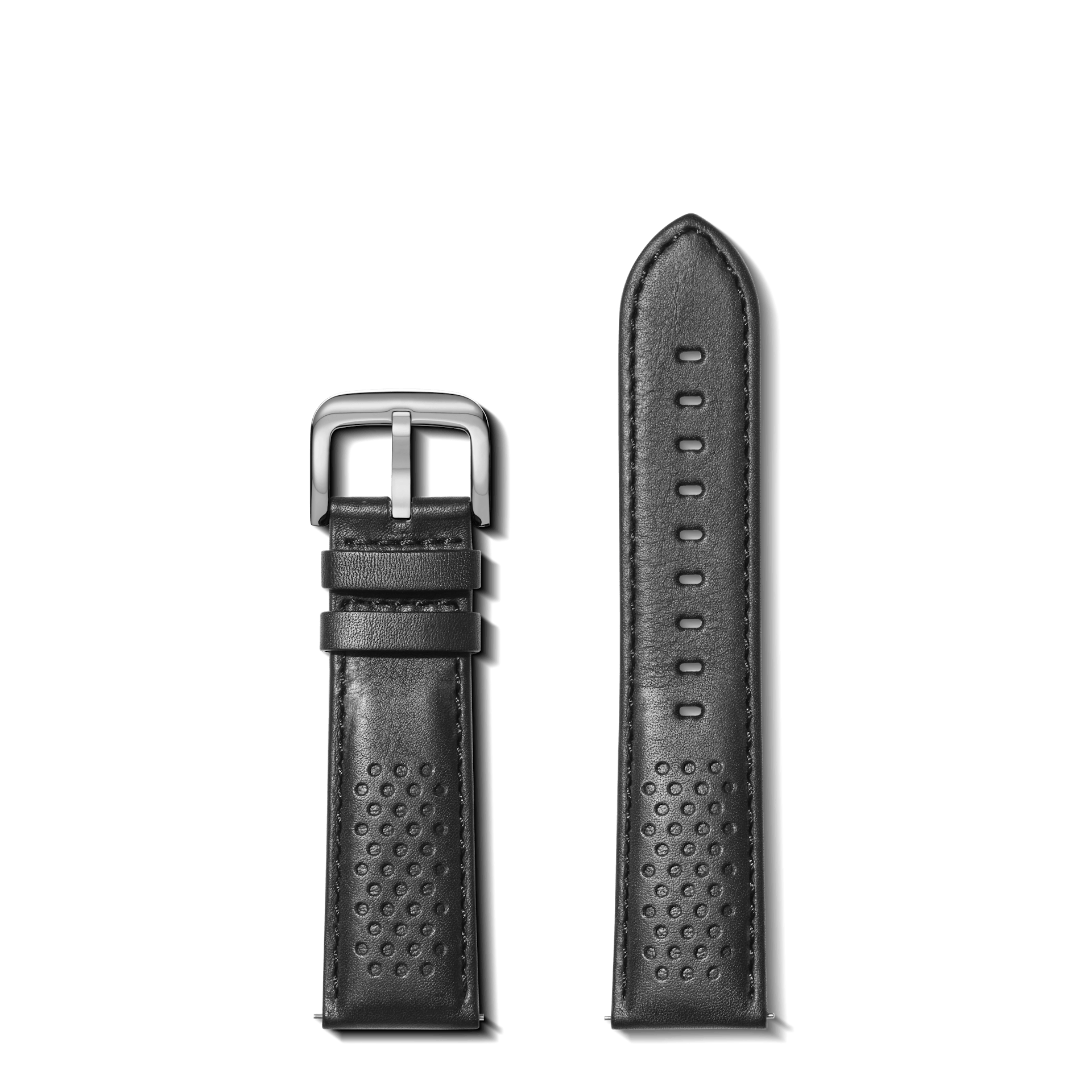 22mm Black Perforated Leather Strap