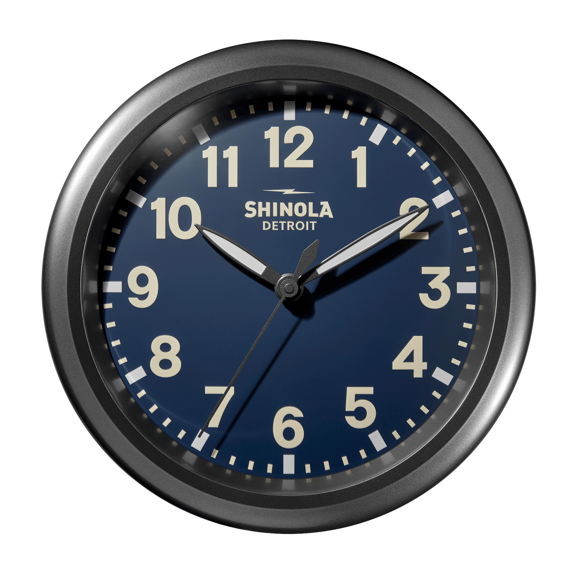 Shinola Wall Clock | 14" Runwell Clock | Matte Blue Dial + Gunmetal Case