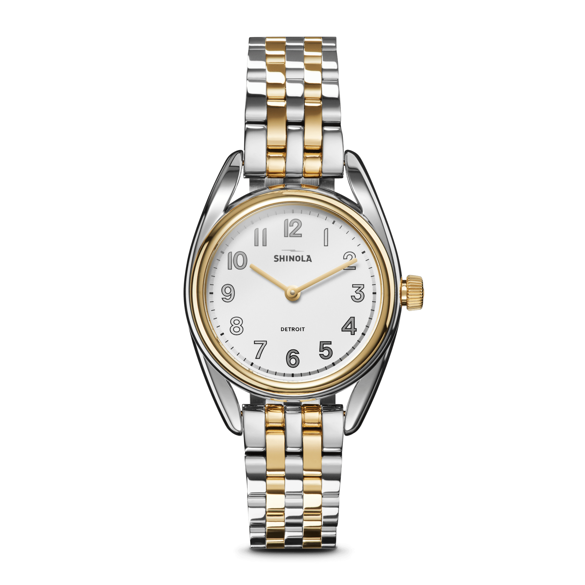 The Derby 30mm | White Dial + Stainless Steel & Gold Strap