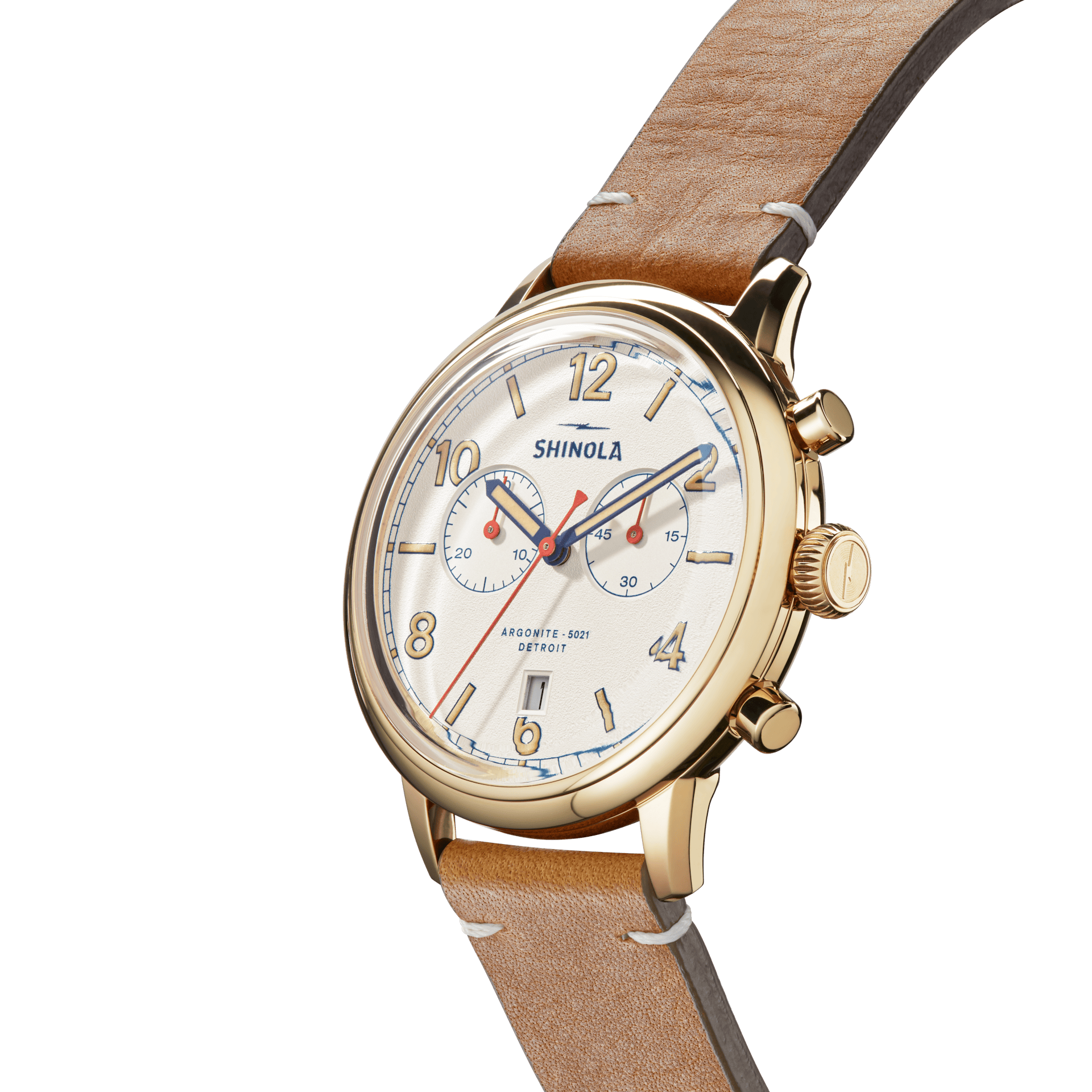 Traveler 42mm|White Dial|British Tan Leather Strap | Shinola