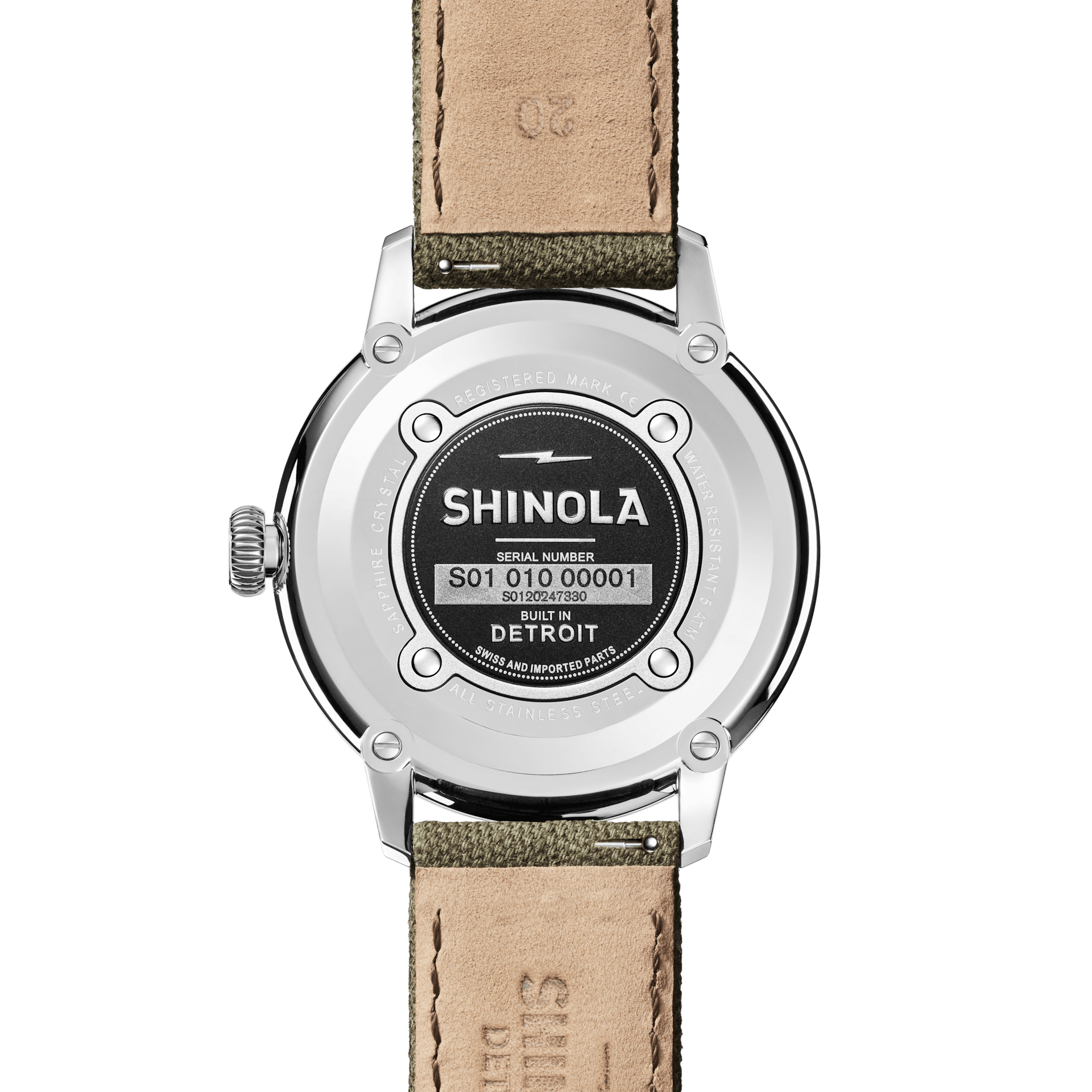 Traveler 42mm|Black Dial|Fatigue Canvas Strap | Shinola