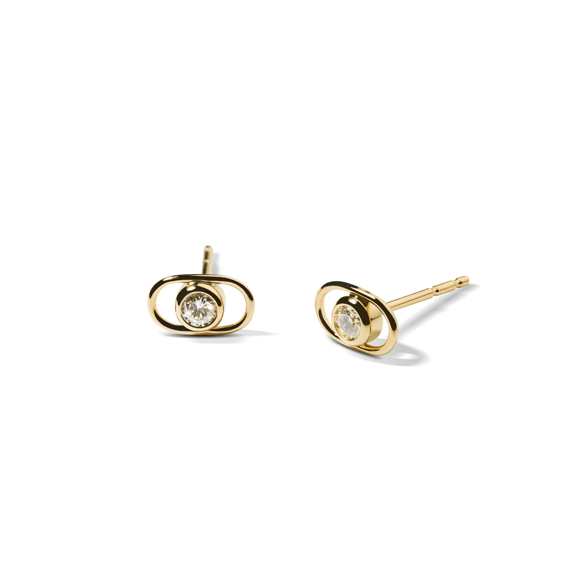 Diamond Rivet Oval Stud Earrings