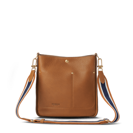 VR NYC Zip Closure Convertible Backpack with Webbing Straps Cognac Tan