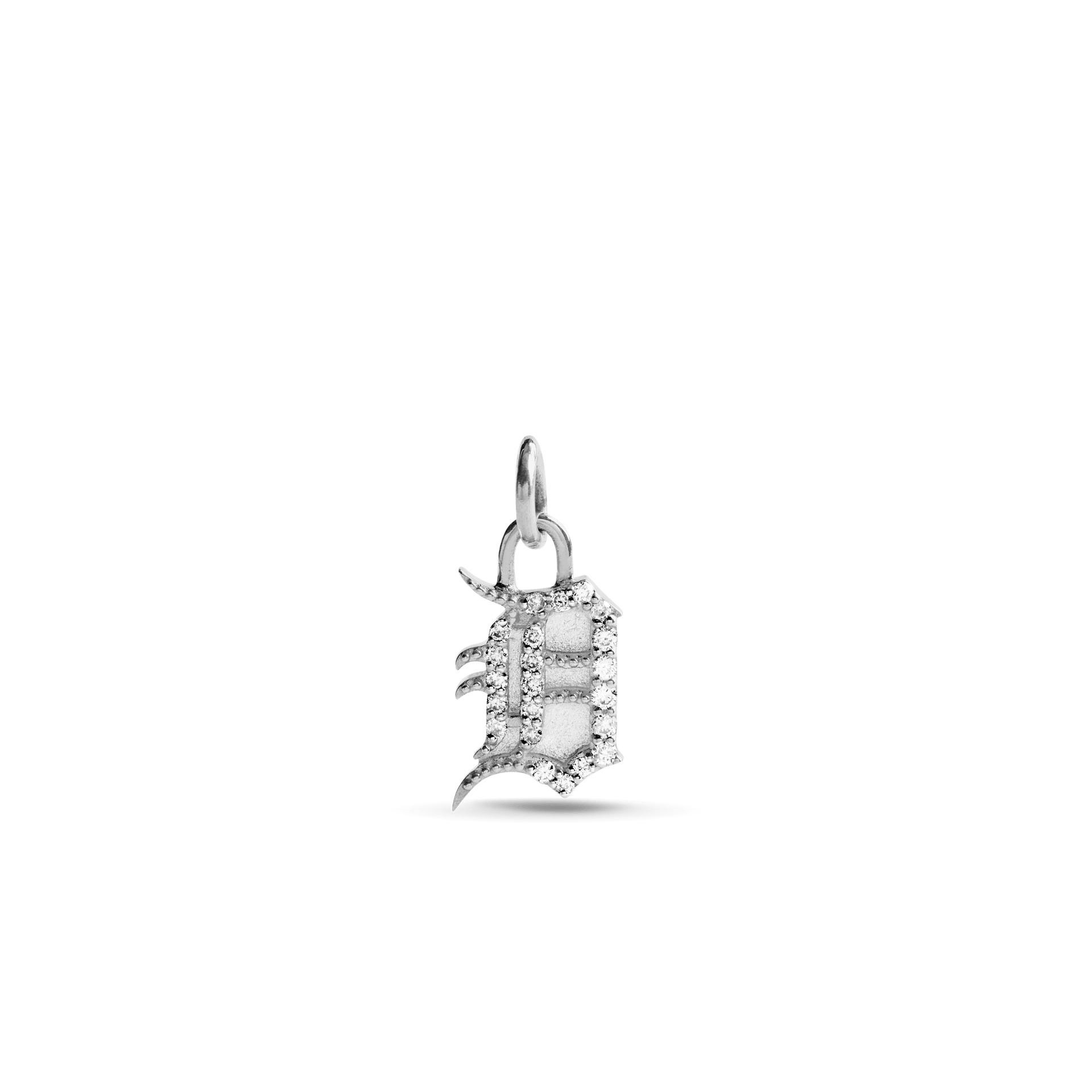 Pave Detroit D Charm | Sterling Silver