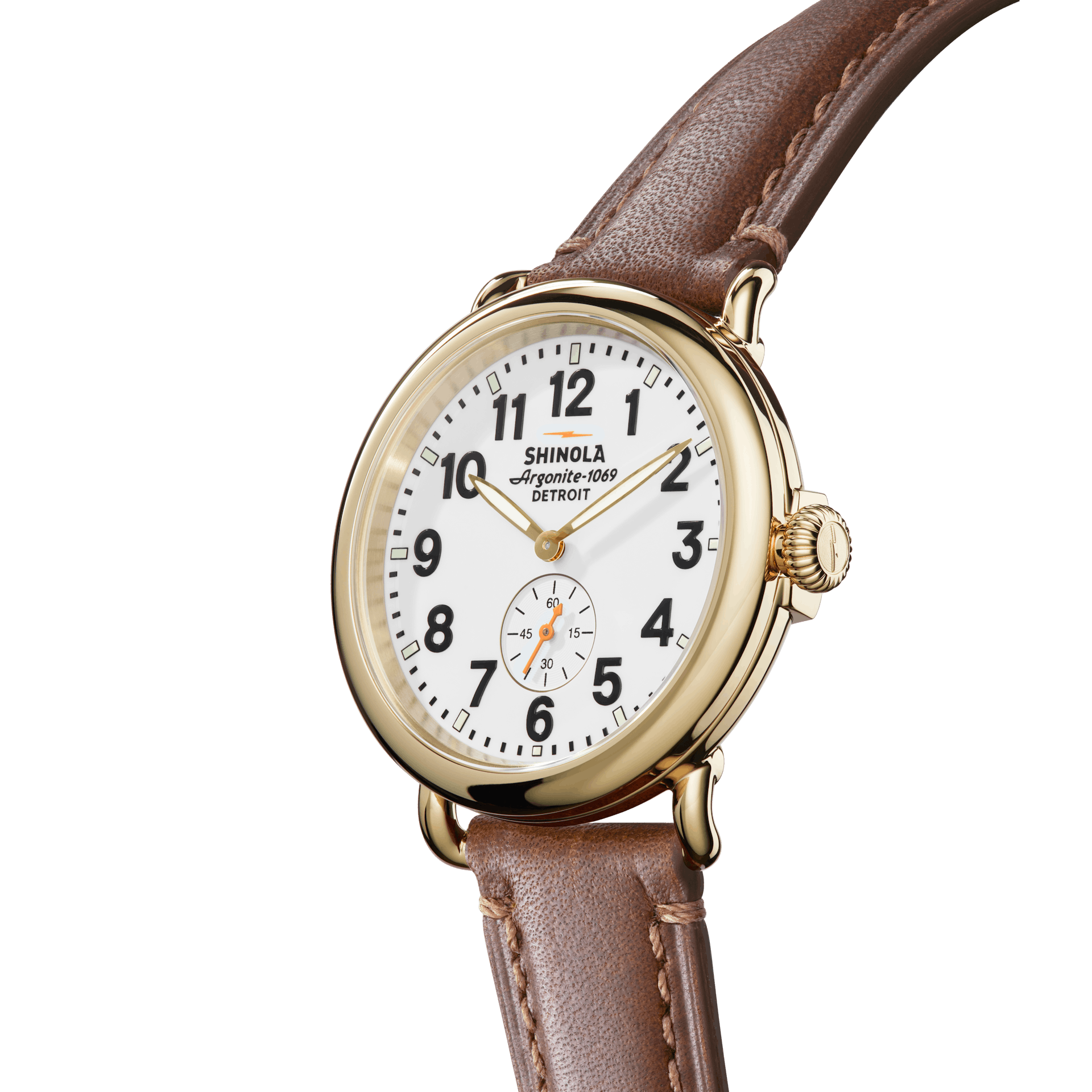 Shinola Men's Watch | White Dial + Brown Leather Strap | The Runwell 41mm |  Shinola® Detroit