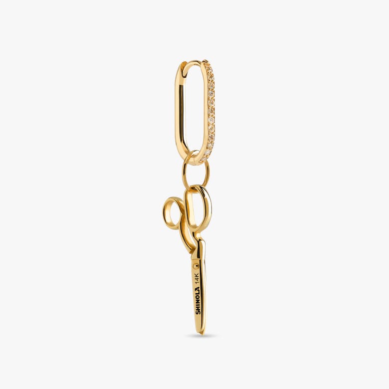 Gold Scissors Charm Scissors Charm on 42 cm Thin Box Chain / 14K Gold
