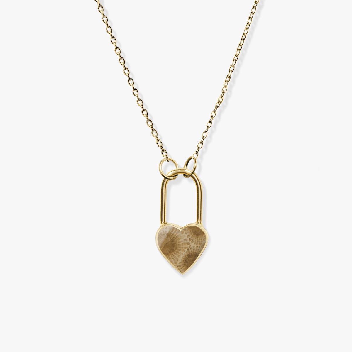Petoskey Heart Lock Pendant Necklace