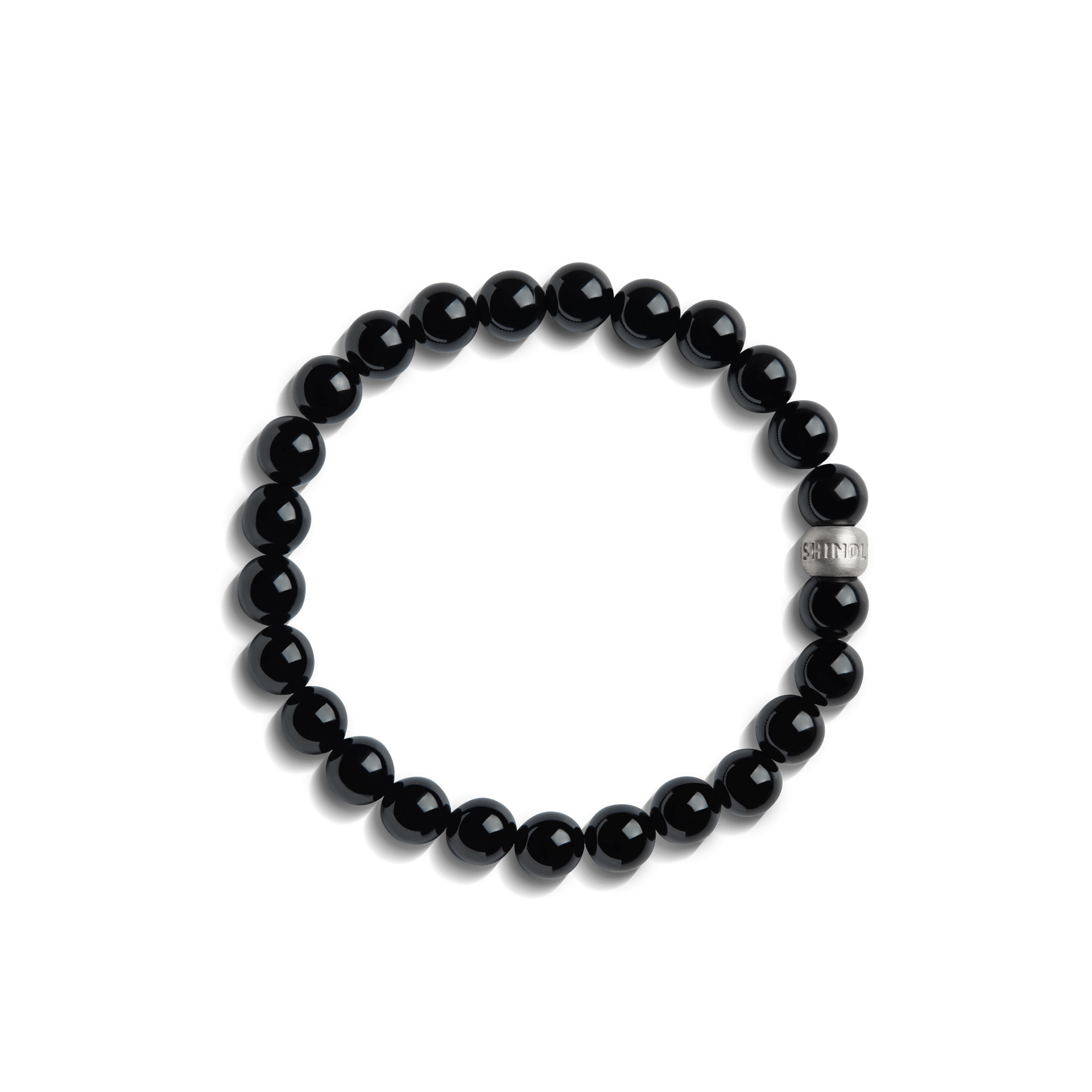 Onyx Black Striped Elastic Beaded Bracelet | Boutique Ottoman Jewelry Store