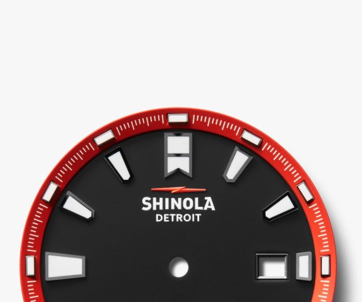 Close-up of the watch dial