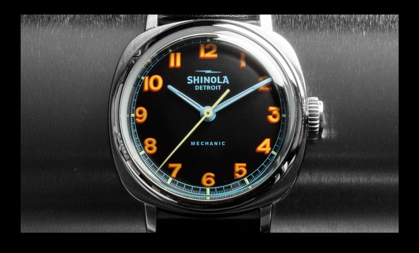The front of the Shinola Mechanic watch