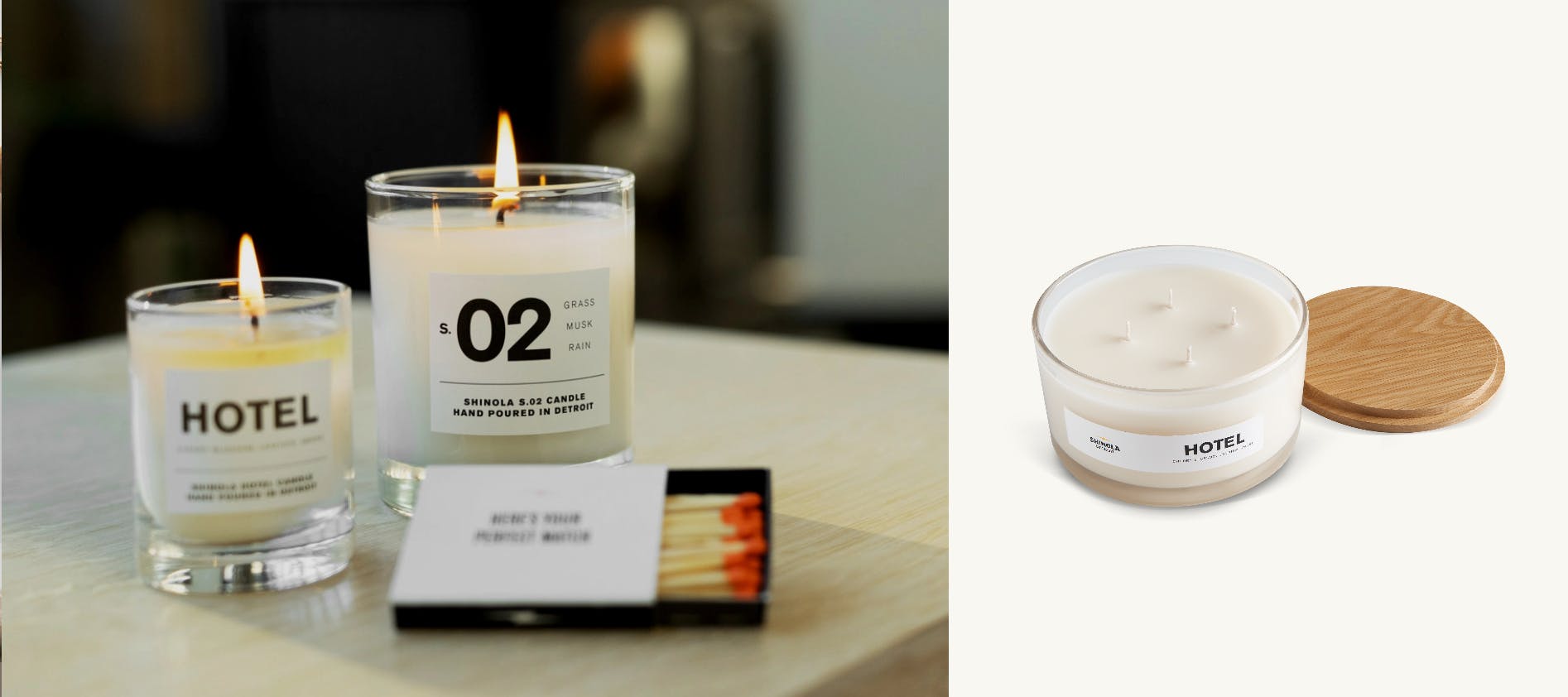 Collection of Shinola candle products